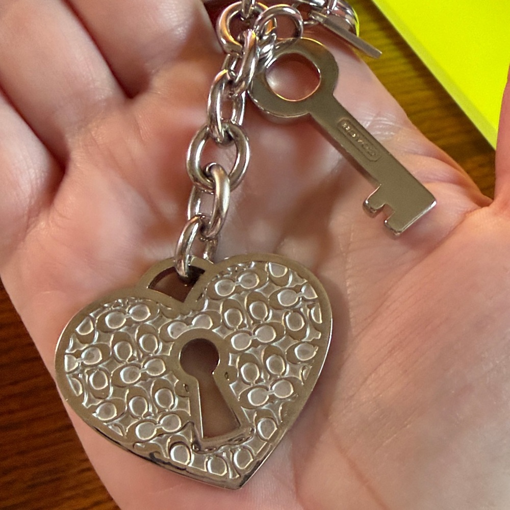 Silver Heart Keychain with Key Charm